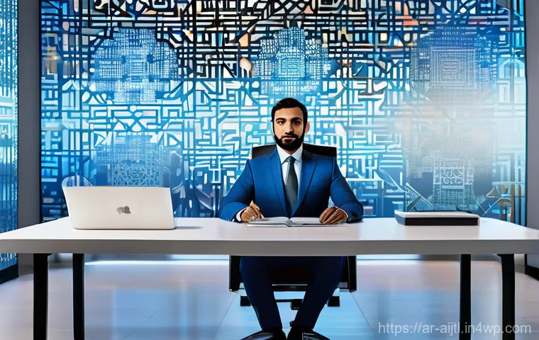 AI 바이어스 감지 및 완화 프로그램의 효과 분석 - **Prompt:** A visually striking, contemporary office scene in an Arab city, showcasing a professiona...